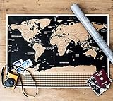 FREIWEIT Große Weltkarte zum Rubbeln - Rubbelweltkarte - Landkarte zum Freirubbeln - Premium Qualität - bereiste Länder freirubbeln - tolles Geschenk für Weltenbummler (83cm x 60cm)